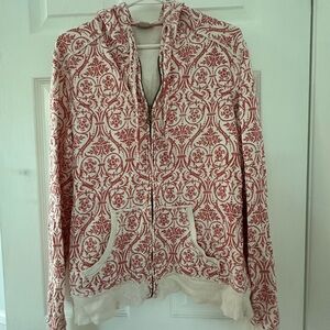 Mossimo Red and White Patterned Hoodie